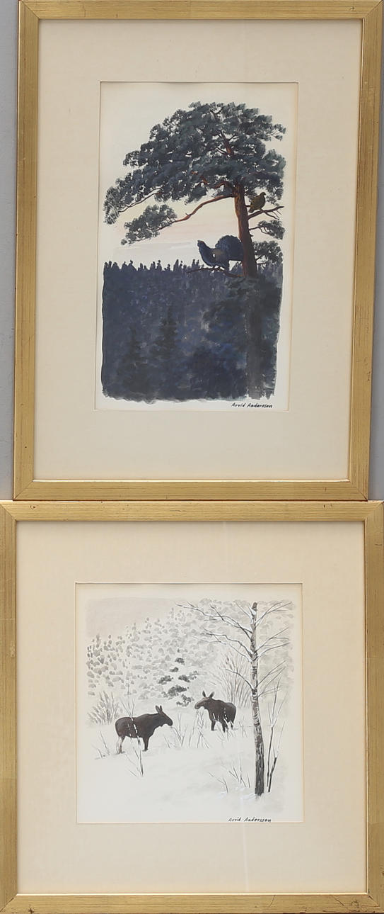ARVID ANDERSSON. Akvareller, 2 st, signerade.