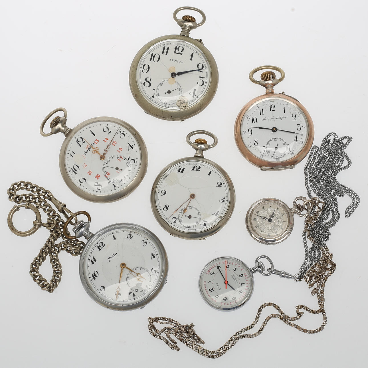 POCKET WATCH, 7 pcs, Zenith, Hera, Perfecta etc. Clocks & Watches ...