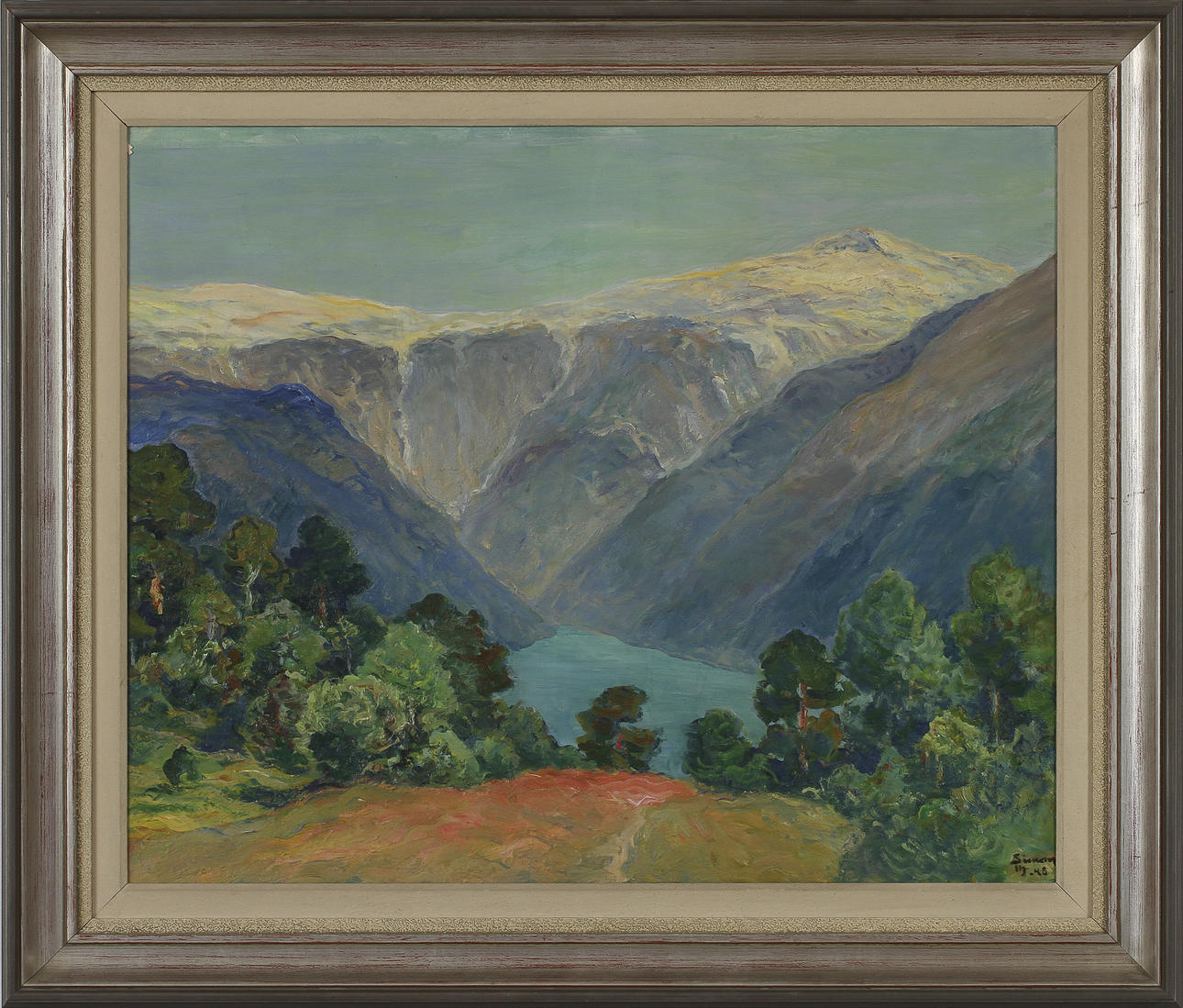 SIMON THORBJÖRNSEN. "Folgefonnen" Hauranger. Olja på duk, signerad Simon Th. -48.