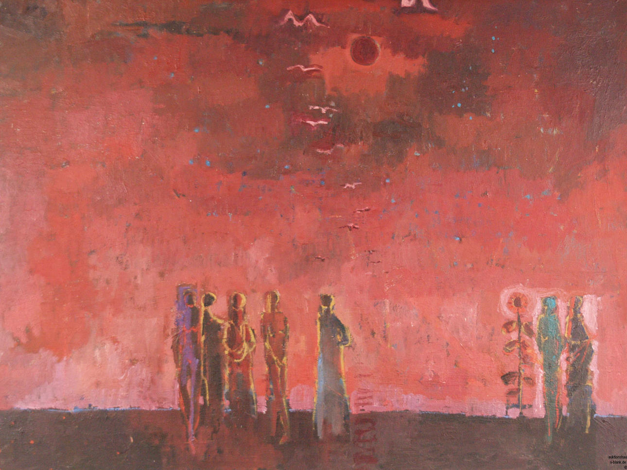 ANGST,JULES - ROTE LANDSCHAFT MIT FIGURENSTAFFAGE.