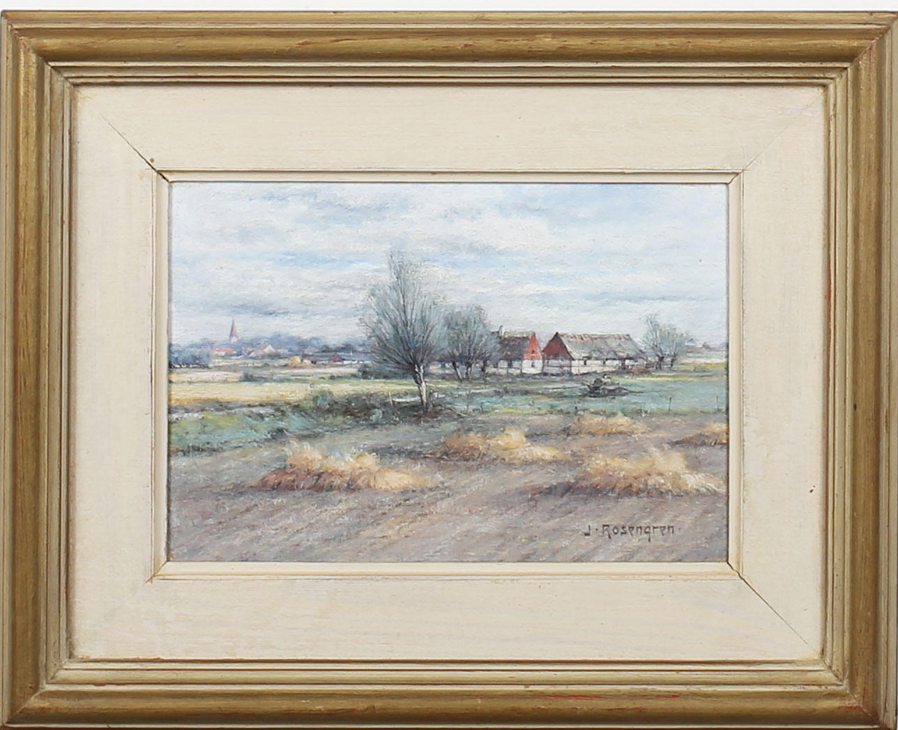 JEAN ROSENGREN. OLJEMÅLNING PÅ PANNÅ SAMT PÅ DUK, 2 st, signerade J Rosengren.