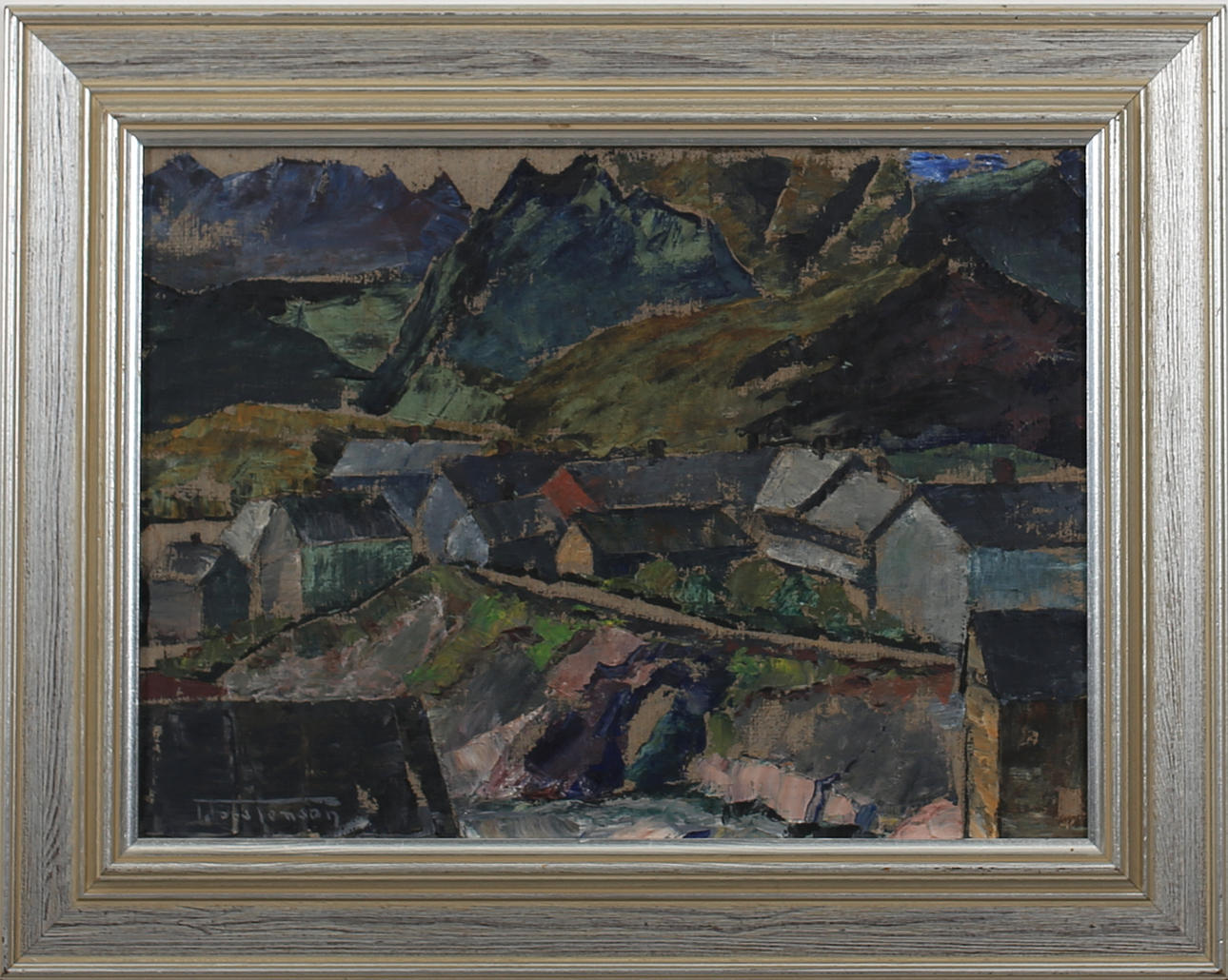 TORSTEN TORSTENSSON. "Mot fjället". Lofoten. Olja på pannå. Signerad T Torstensson.