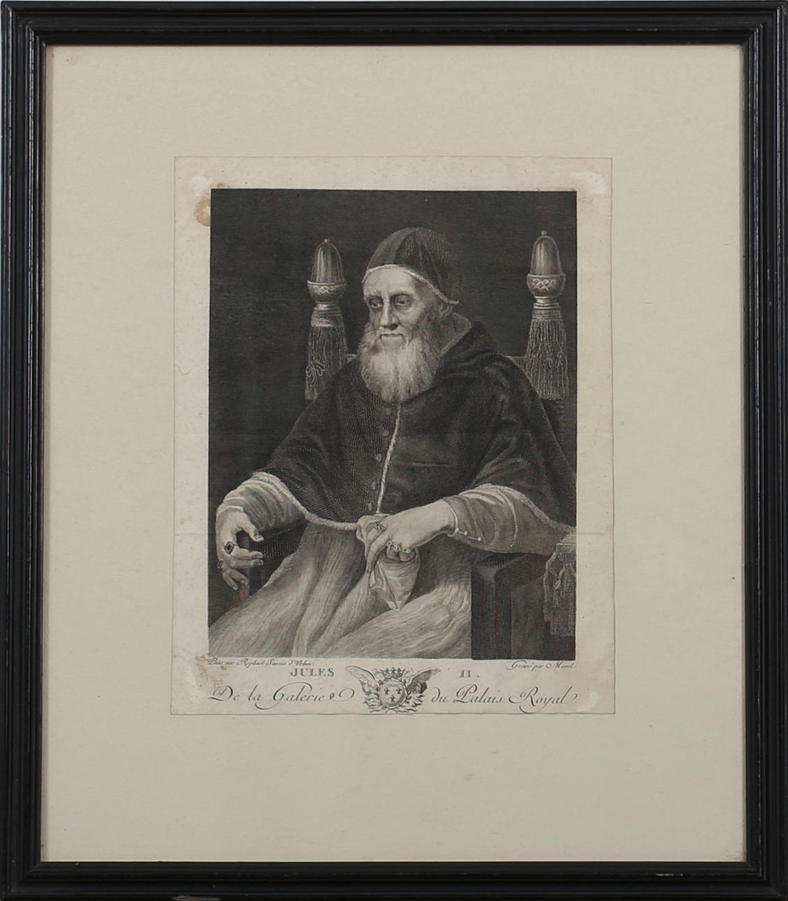 RAFFAELLO SANZIO DA URBINO. EFTER. "Jules II". De la Galerie du Palais Royal. Grave par Morel. 1780/1820-tal.