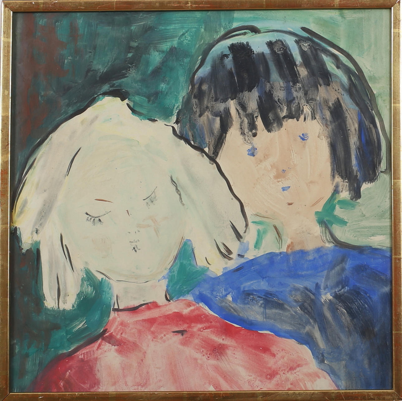 OIDENTIFIERAD KONSTNÄR. Ansikten. Akvarell. Signerad L Å.