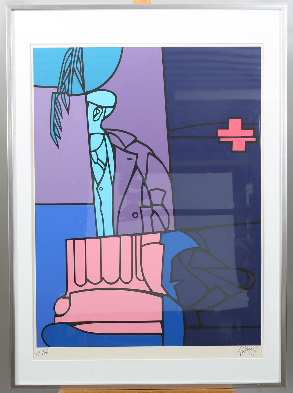 VALERIO ADAMI. Color lithograph, numbered 31/100, signed Adami.