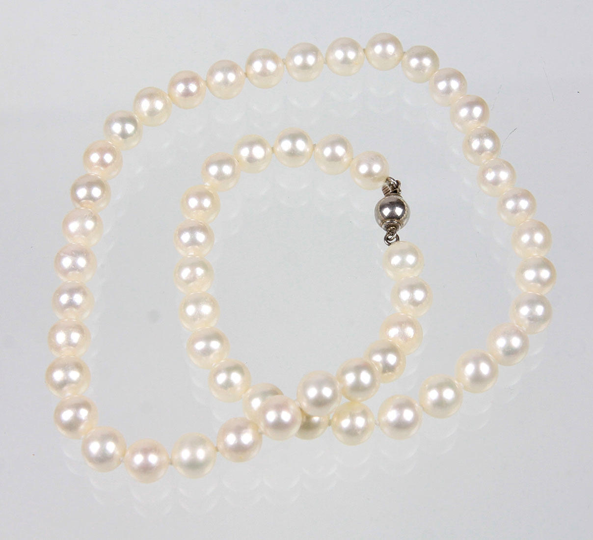 PÄRLHALSBAND, ÄKTA ODLADE PÄRLOR, SILVER 925.