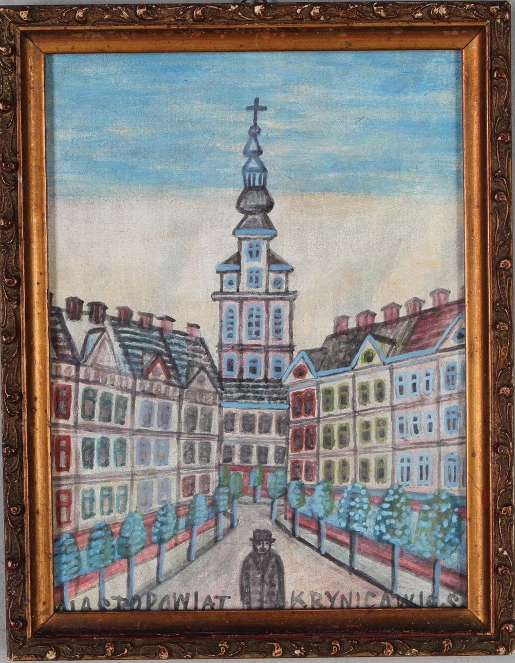 NIKIFOR KRYNICKI. Stadsbild, akvarell, signerad.