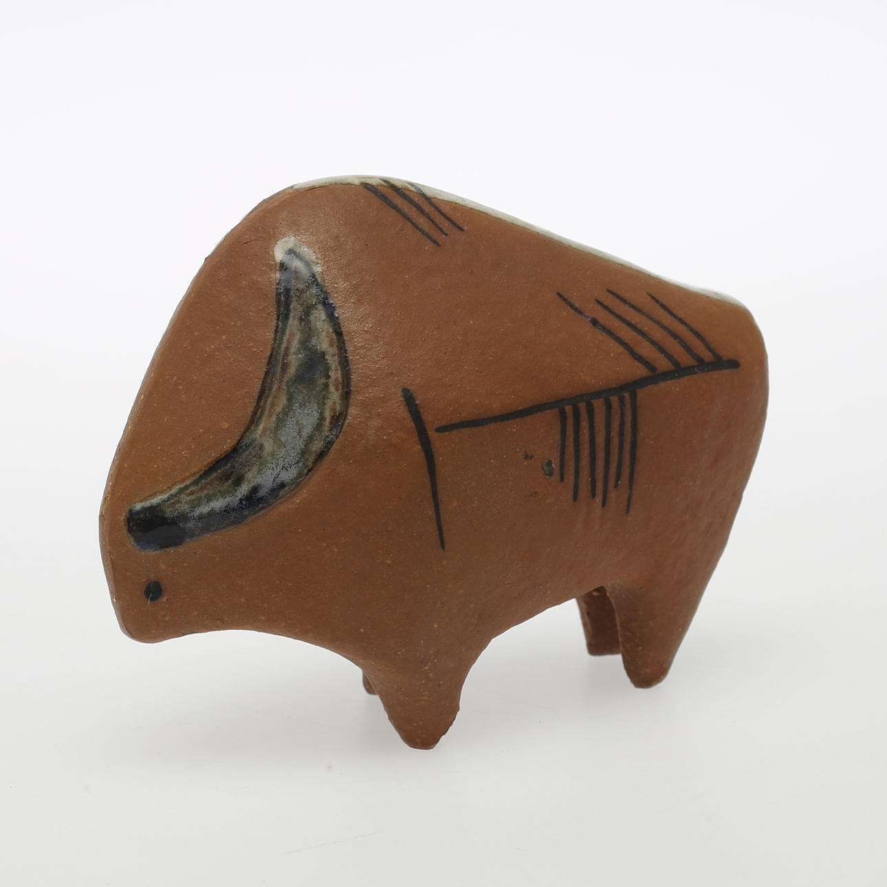 LISA LARSON. Figurin, bisonoxe, stengods, Gustavsberg.