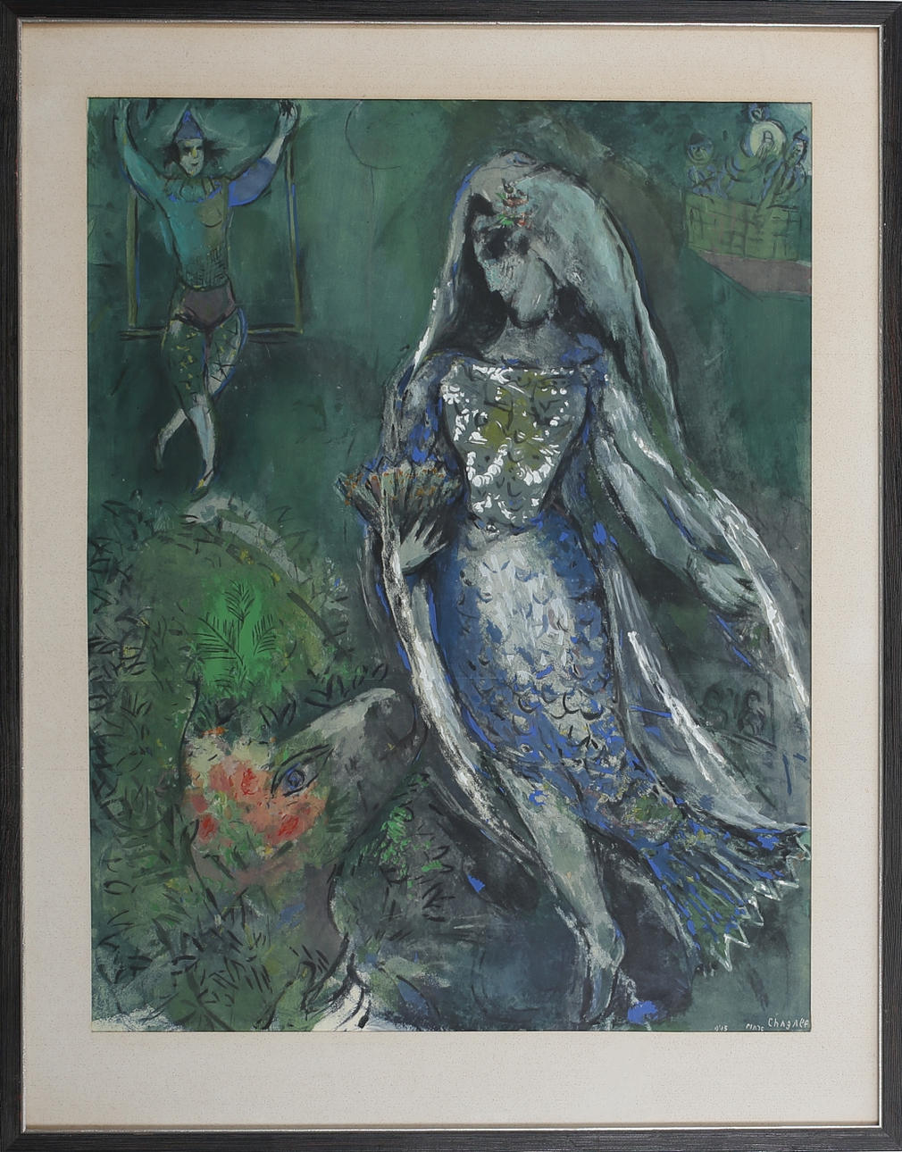 MARC CHAGALL. EFTER. Modell. Offsettryck. Signerad i trycket.