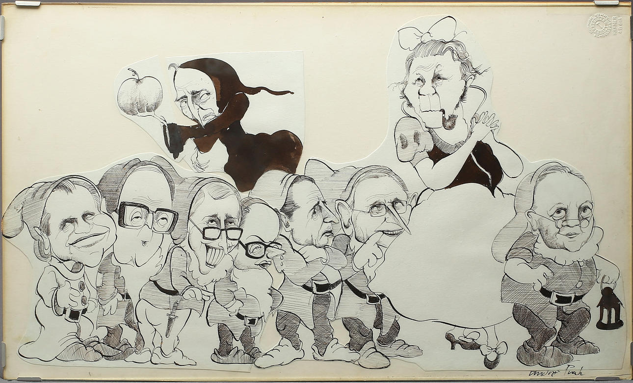 ANDRE PRAH. Caricature, marker, signed.