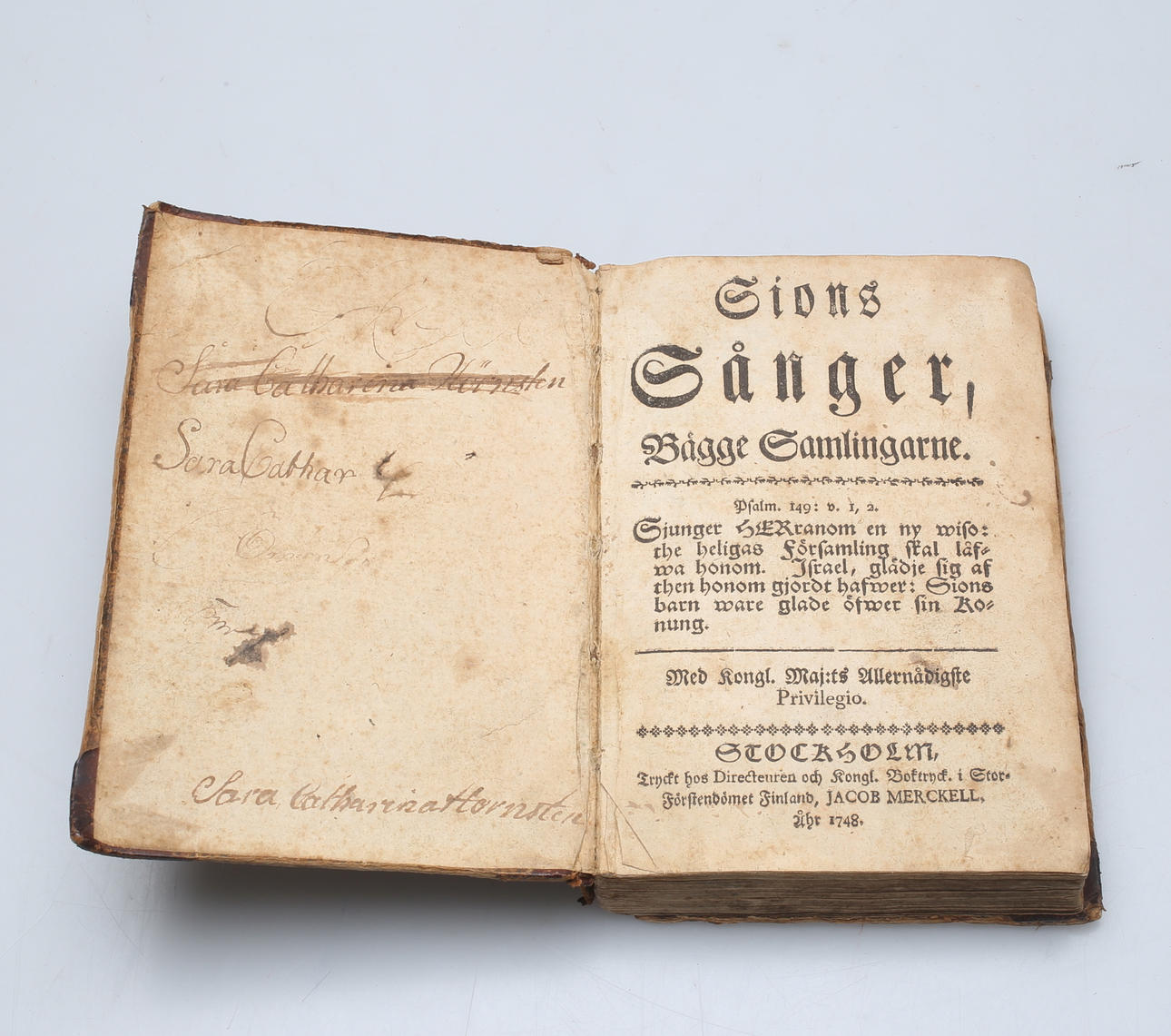 BOK, "Sions sånger", Jacob Merckell, 1748.