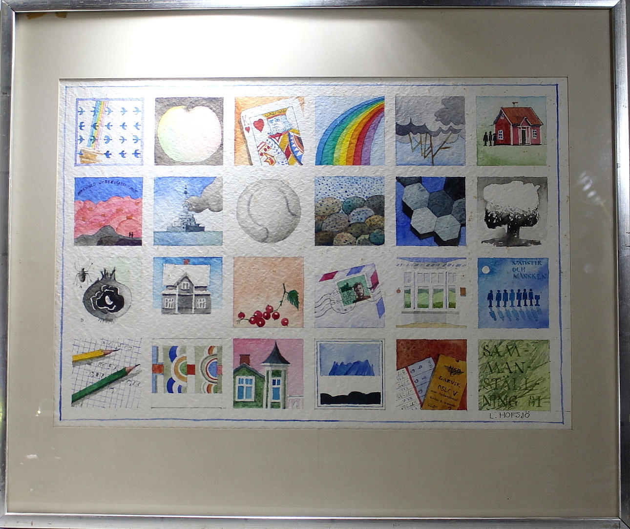 LARS HOFSJÖ. Watercolor, "Compilation" signed/dated 1981.