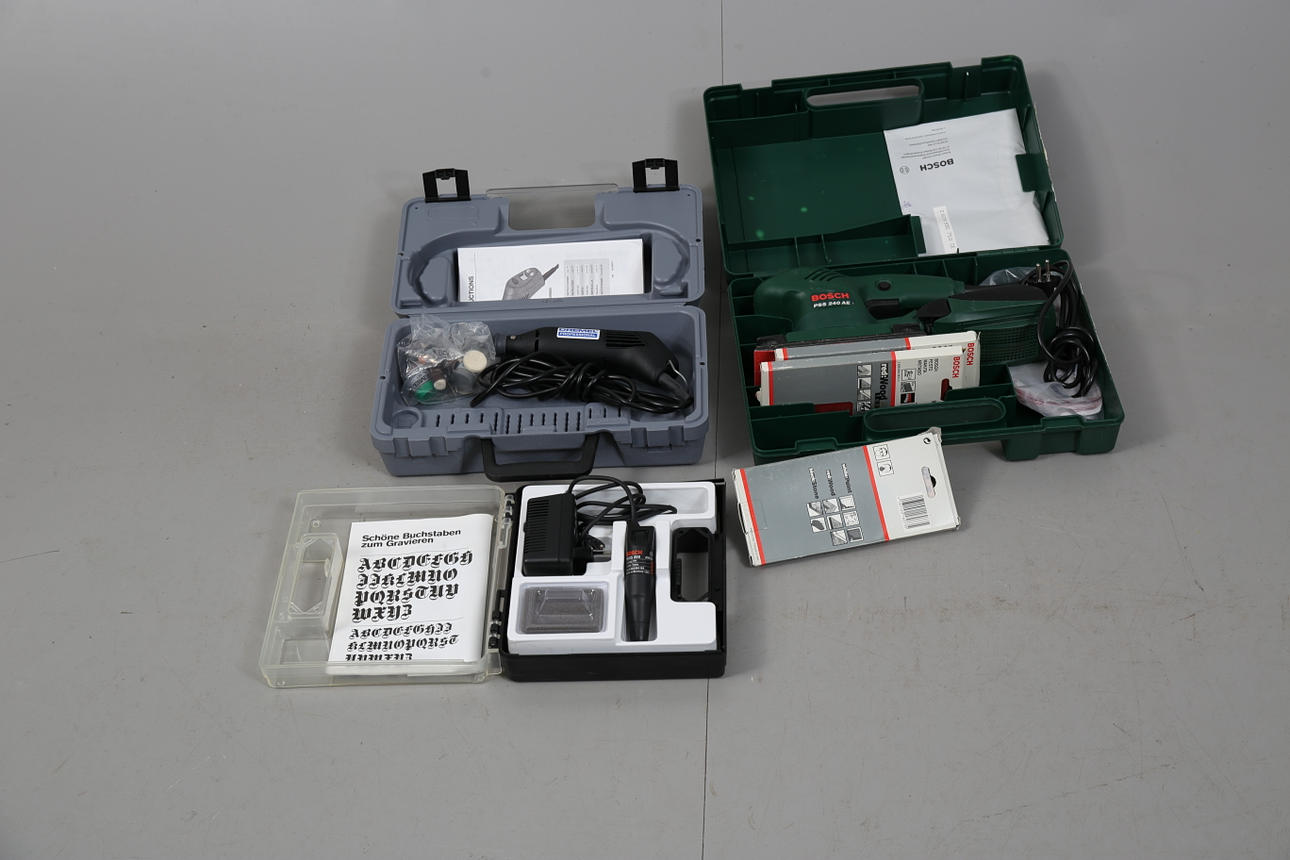 ELEKTRISKE MASKINER, 3 stk. inklusive Bosch.