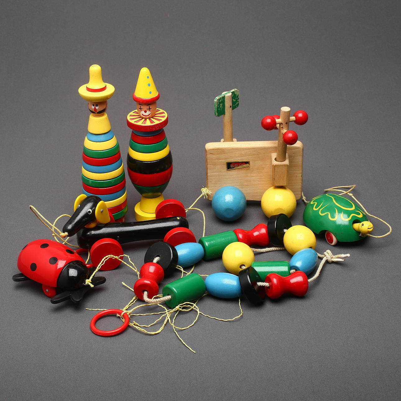 TRÄLEKSAKER, 7 st, Brio, 1900-tal.