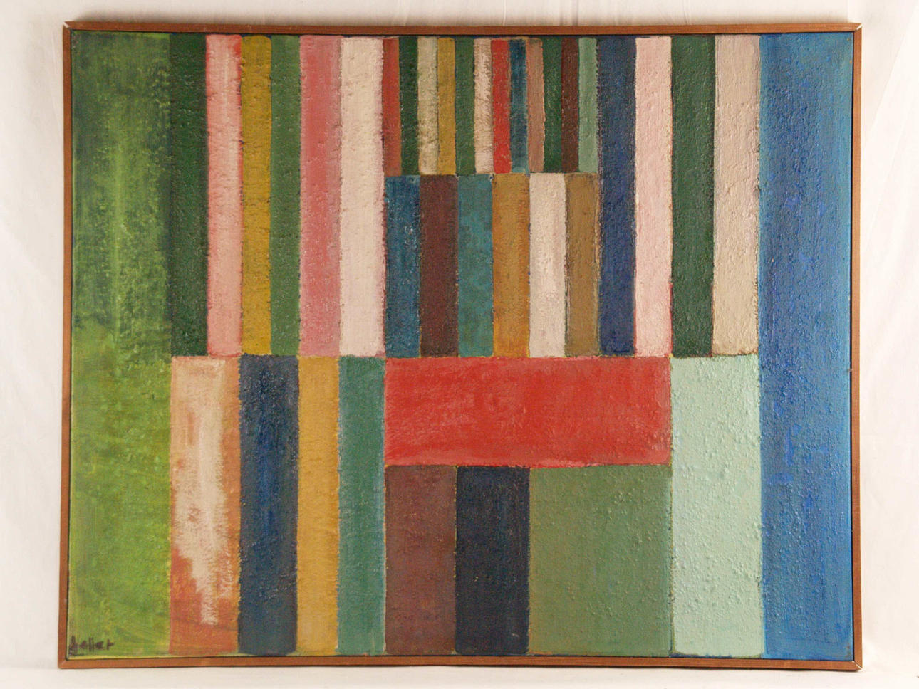 ALFRED HELLER - COMPOSICIÓN ABSTRACTA CON RAYAS DE COLORES.