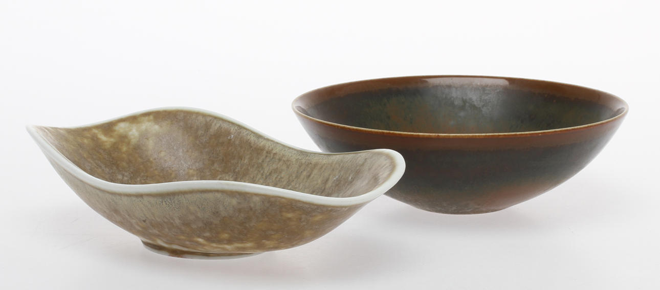 SKÅLAR, 2 st, stengods, Gunnar Nylund, Rörstrand och Stig Lindberg, Gustavsberg.
