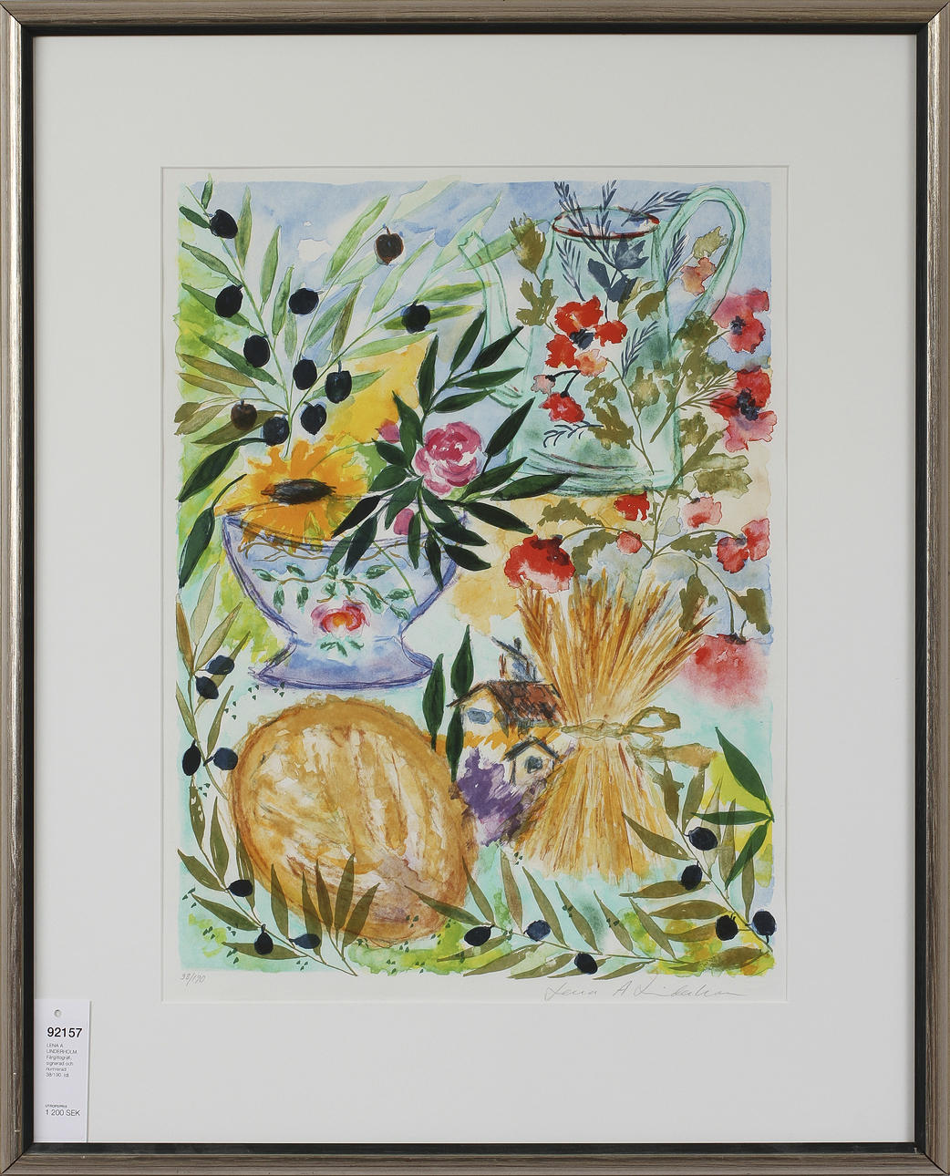 LENA A LINDERHOLM. Färglitografi, signerad och numrerad 38/190.