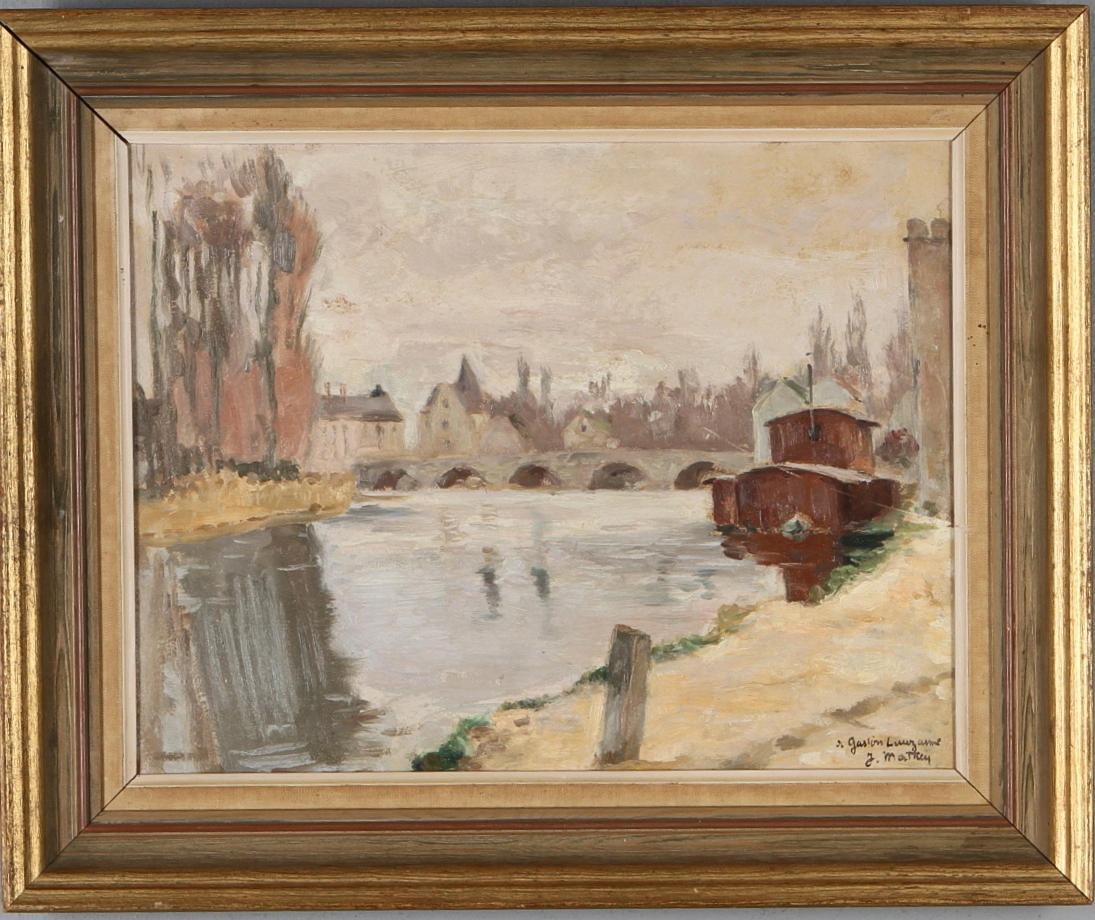 JACQUES MATHEY. Kanalmotiv, olja på pannå, signerad.