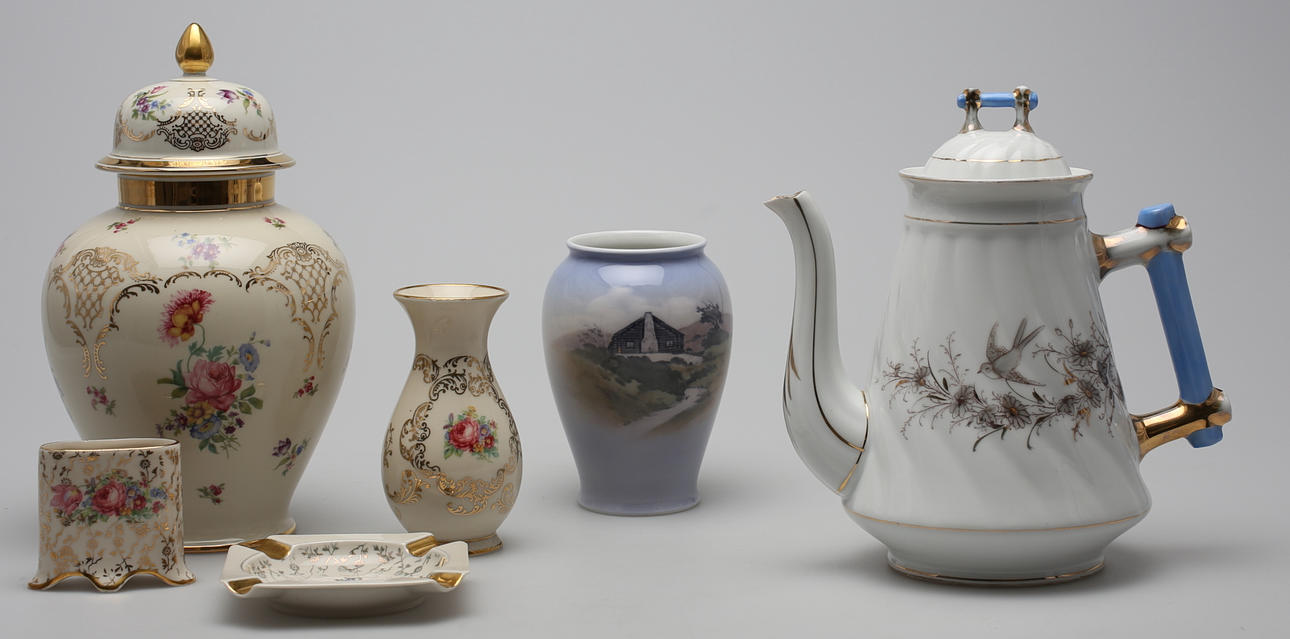 PARTI PORSLIN (6). Bl a Royal Copenhagen, Kerafina etc.