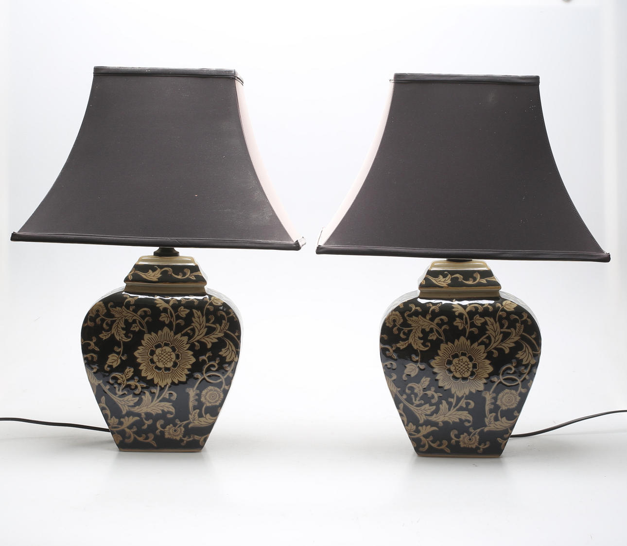 TABLE LAMPS, a pair, Jingchang ceramics.