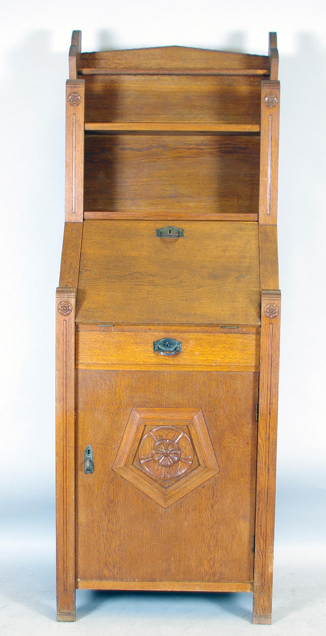 SKÅP MED SKRIVKLAFF, ek, jugend.