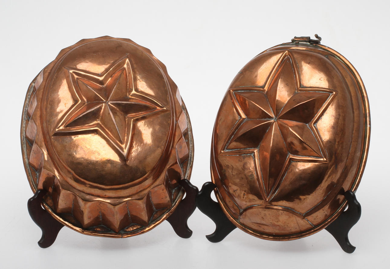 ALADÅBFORMAR, 2 st, koppar, 1700/1800-tal.