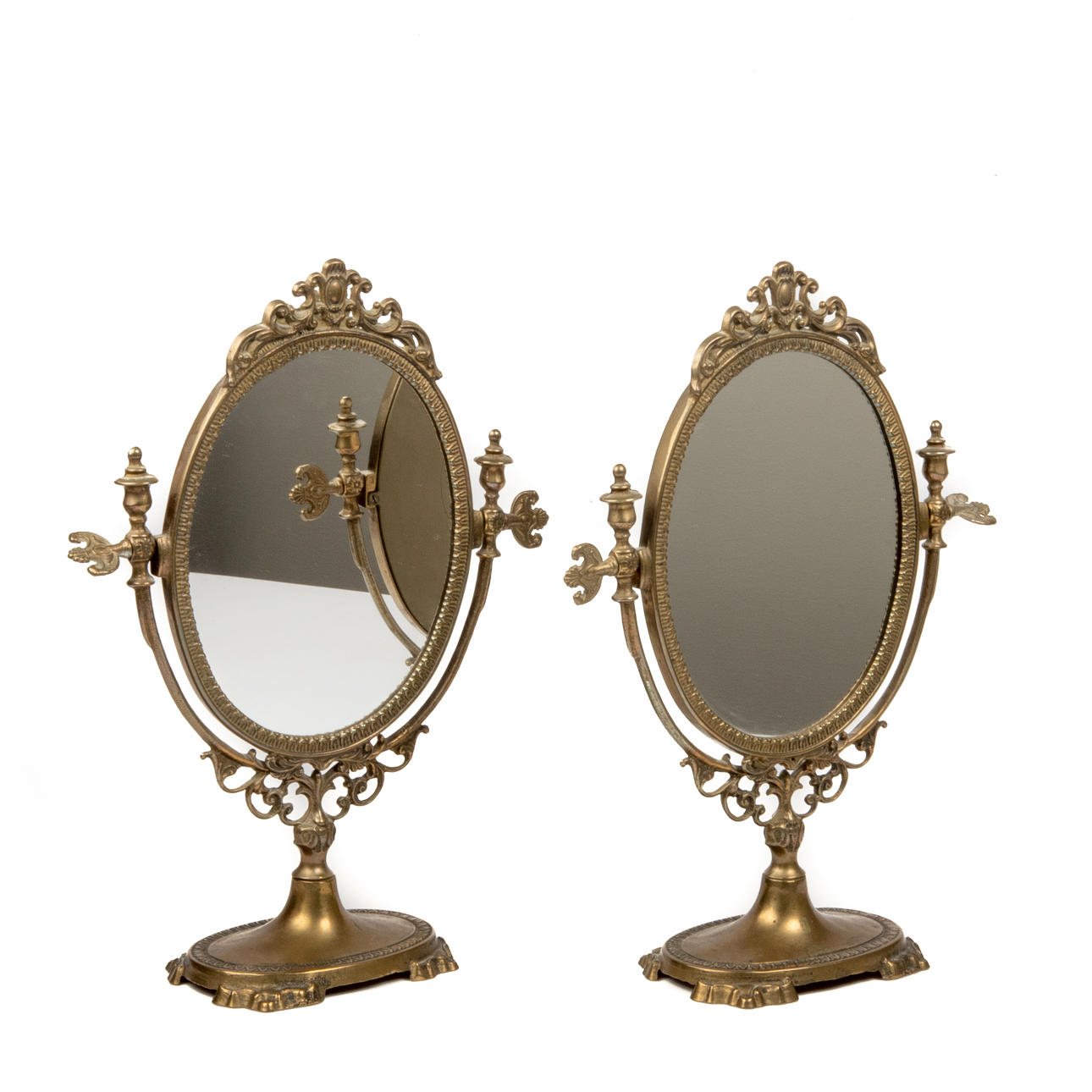 TABLE MIRRORS, 1 pair, brass, rococo style, 1900s.