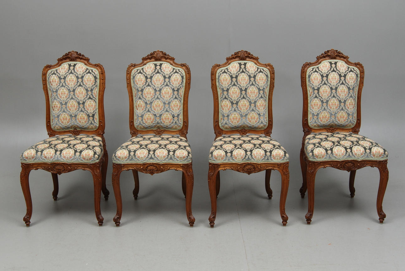 STOLAR 4 st, nyrokoko, varav två stämplade J R Almgren Stockholm, omkring 1900.