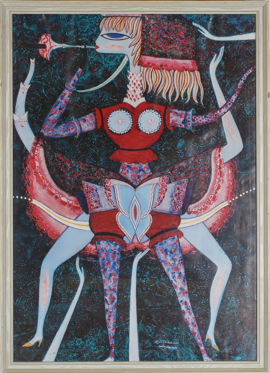 MAX WALTER SVANBERG. Imagistisk kvinna. Offsettryck. Signerad i trycket.