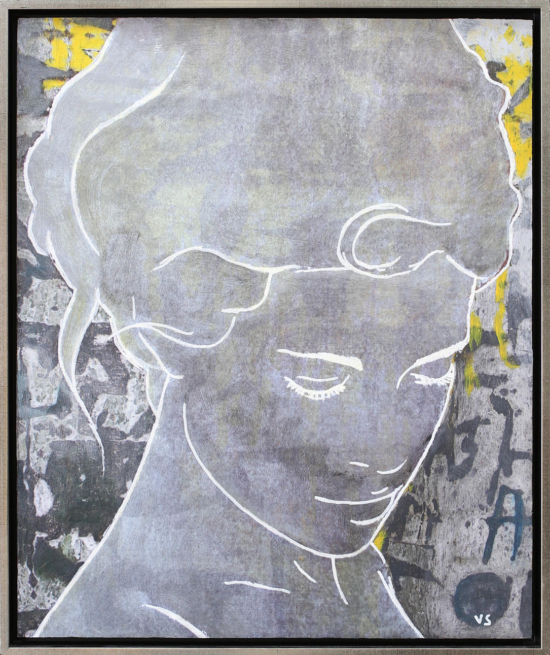 VERONICA SOFIA-J. Face, mixed media, signed VS.