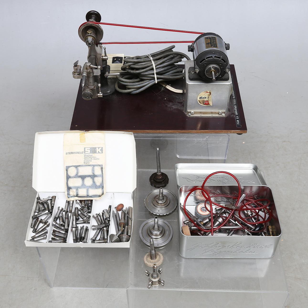 WATCHMAKER'S TURNTABLE, marked PW Universal motor.