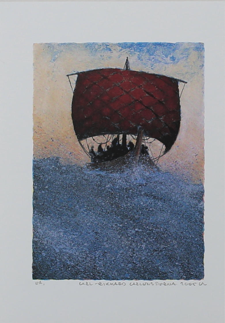 CARL-RICHARD CARLENSTIERNA. Vikingaskepp (3). Färgserigrafier. Signerade och daterade 2005. EA, EA, 12/129.
