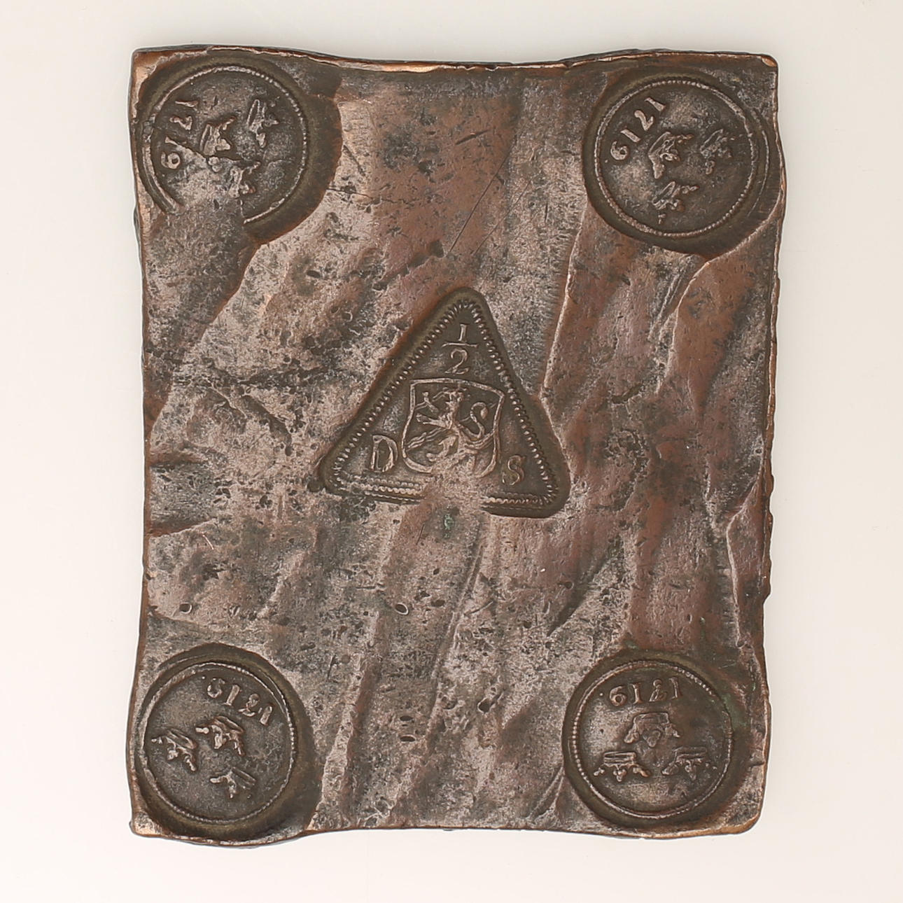 TIN COIN, 1/2 DS, marked 1719.
