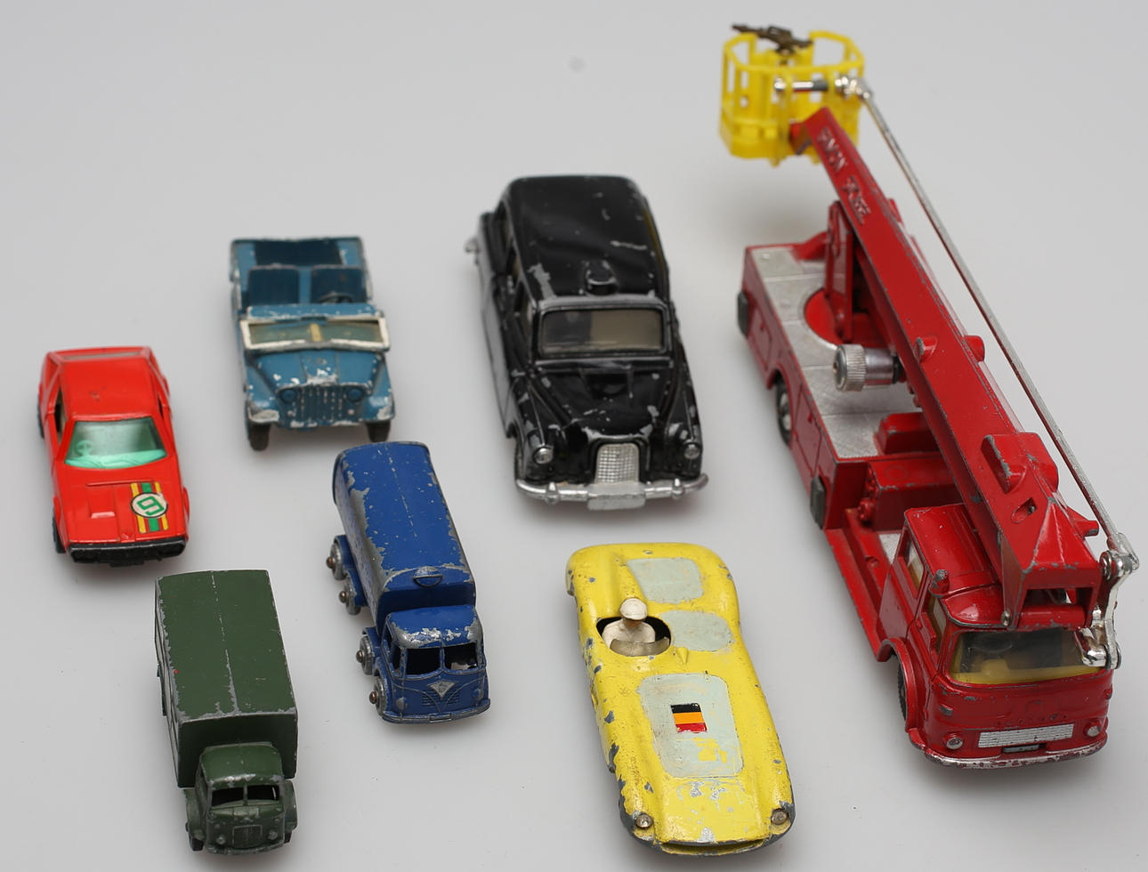 PARTI LEKSAKSBILAR (7). Lesney, Tekno, Dinky Toys, Matchbox, Corgi Major Toys.