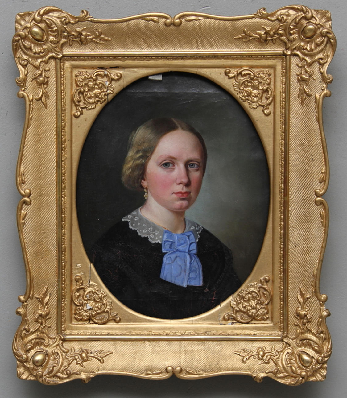 OKÄND KONSTNÄR. Olja på duk uppklistrad, Porträtt, 1800 tal.