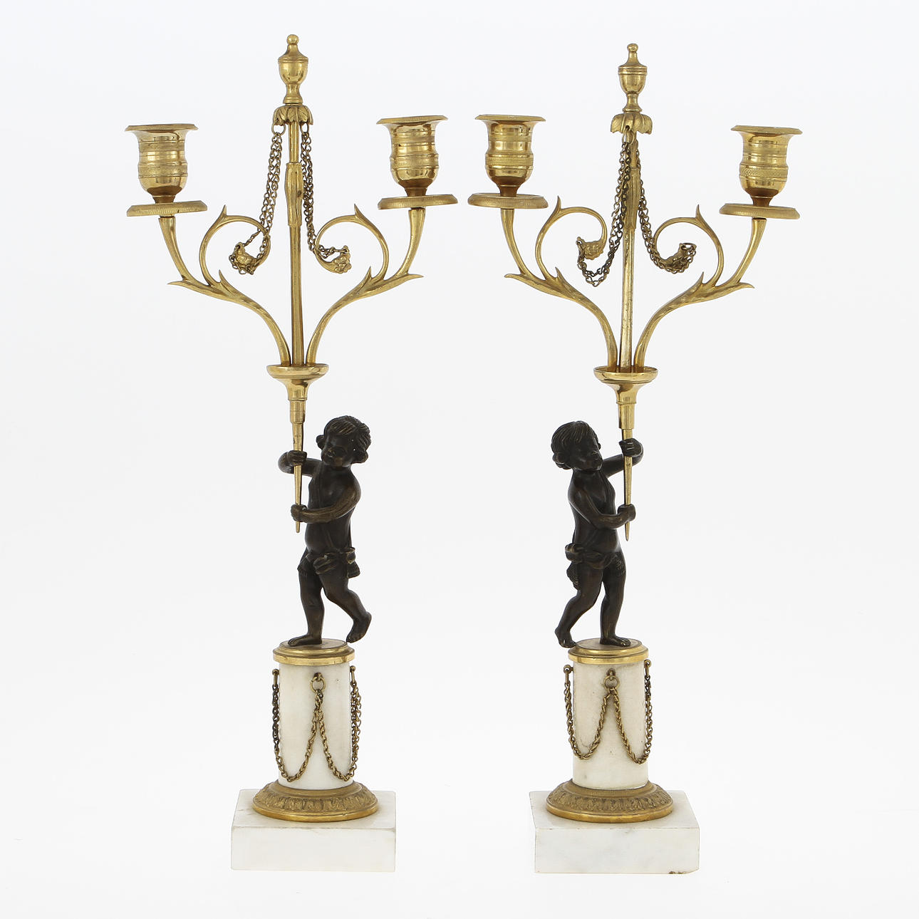 KANDELABRAR, ett par, empirestil, 1800-tal.