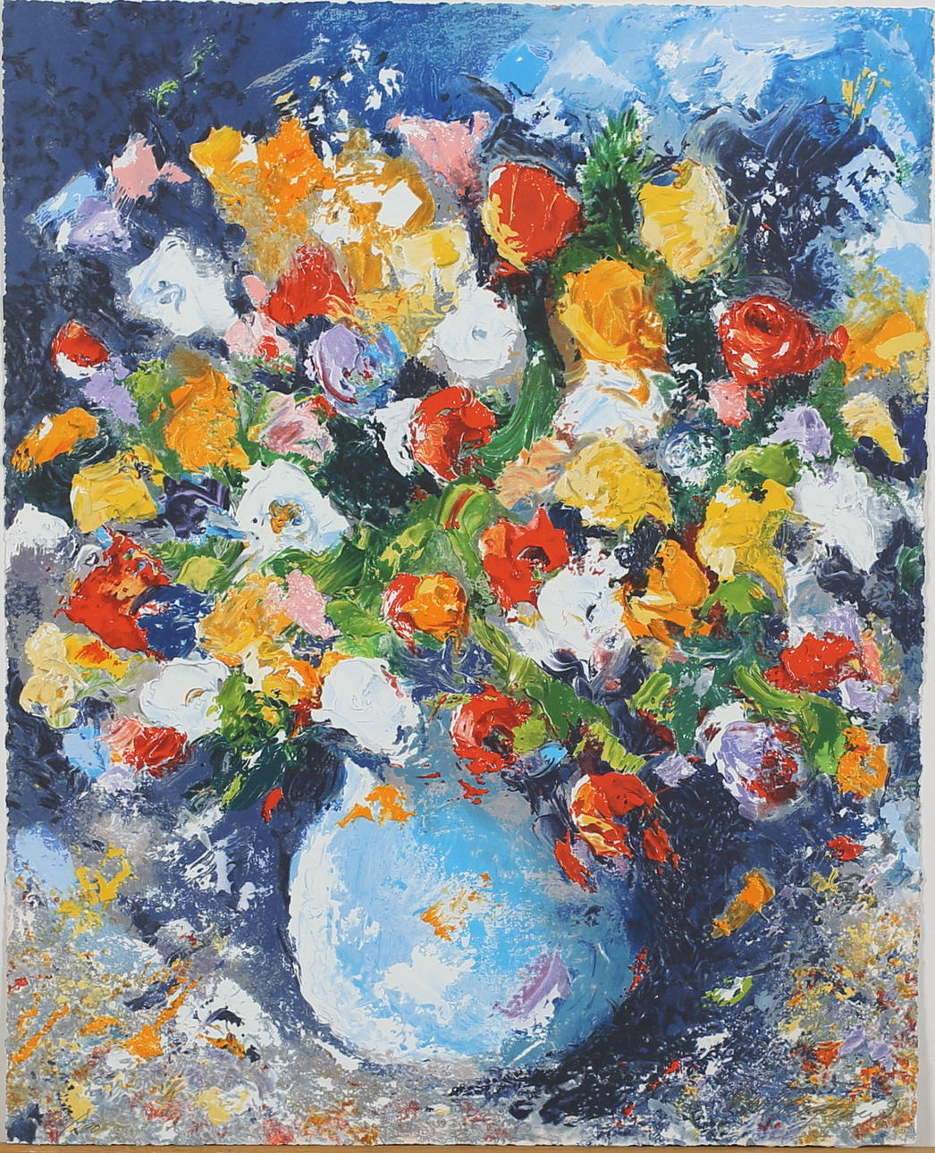 KARL HÖGLUND. Blomsterstilleben. Färgserigrafi. Signerad.