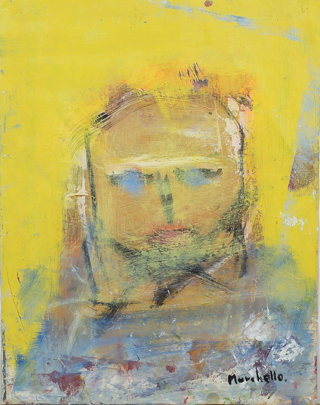 MARCHELLO. Ansikte. Akryl på papp. Signerad.