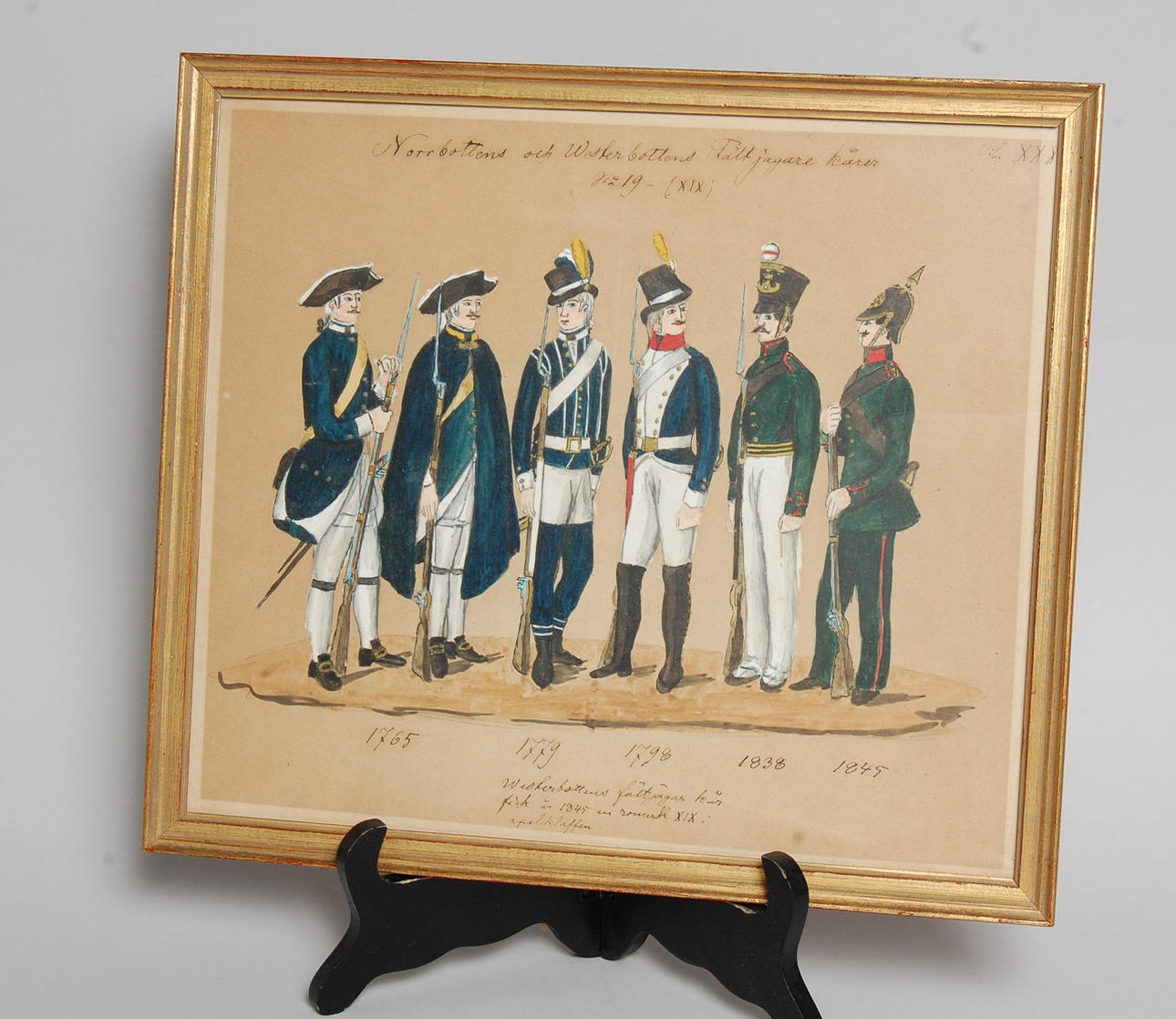 AKVARELL, " Norrbotten och Västerbottens fältjägar kårer " 1800-tal.