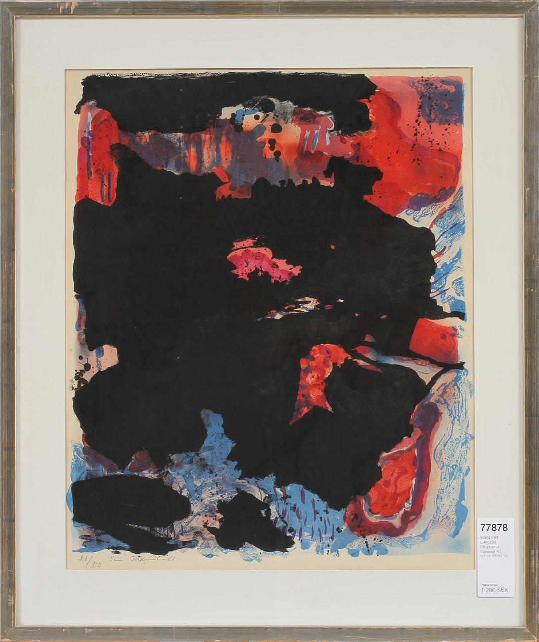 SVEN X:ET ERIXSON. Färglitografi. Signerad -61 och nr 26/50.