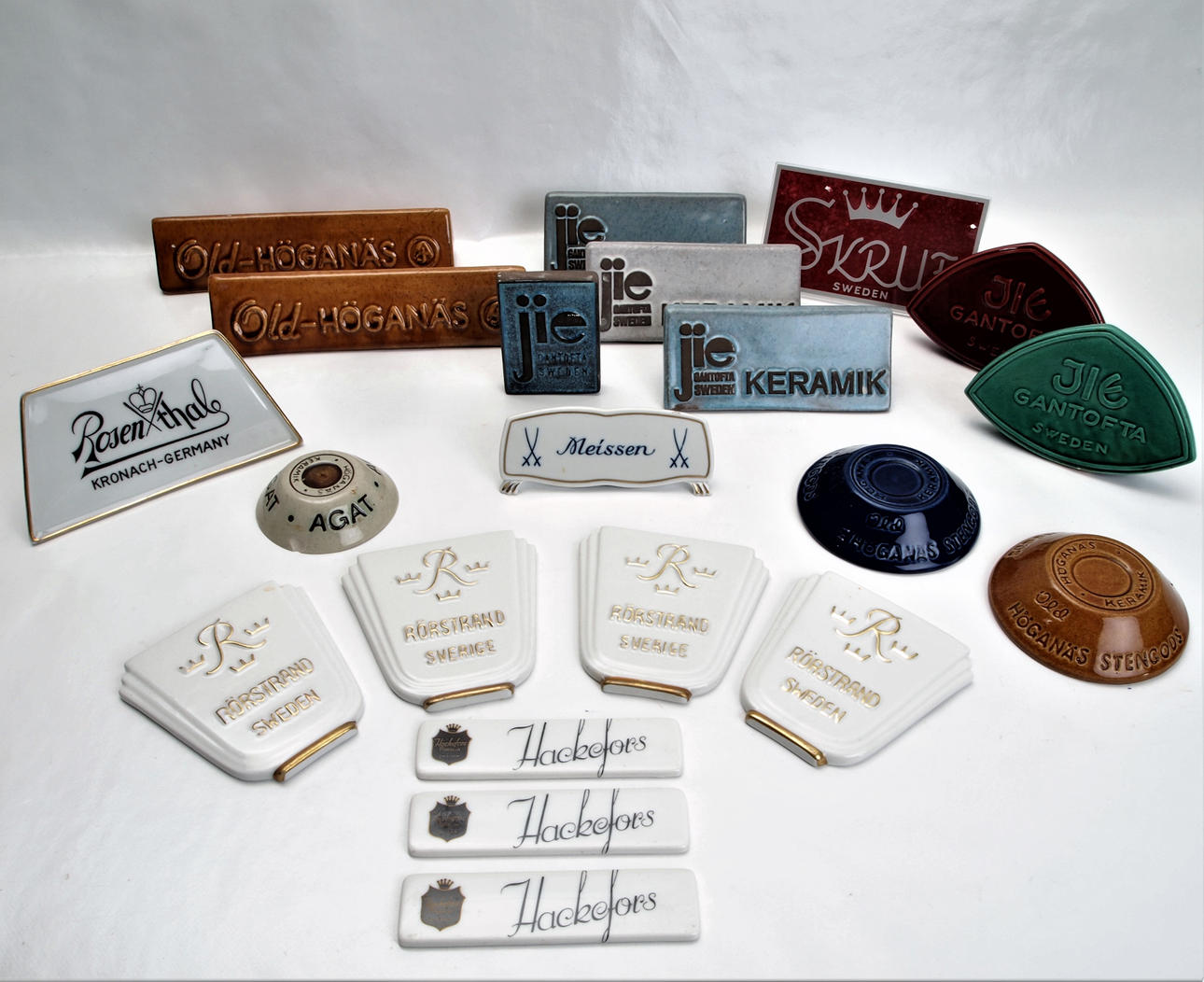 PORSLINSMÄRKEN, skyltar, 21 st.