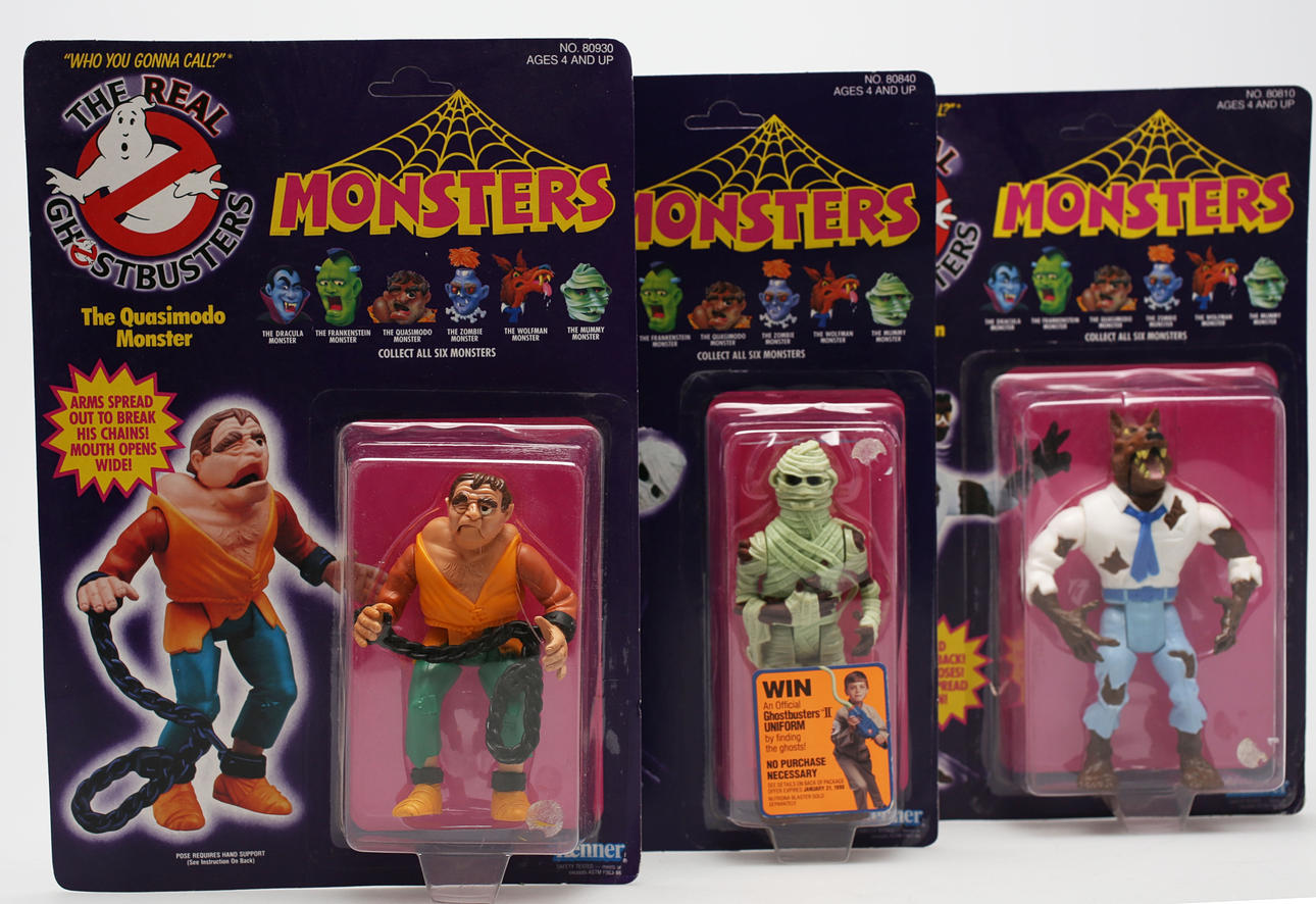 GHOSTBUSTERS MONSTER I ORIGINALFÖRPACKNING, 3 delar, troligen 1980-tal.