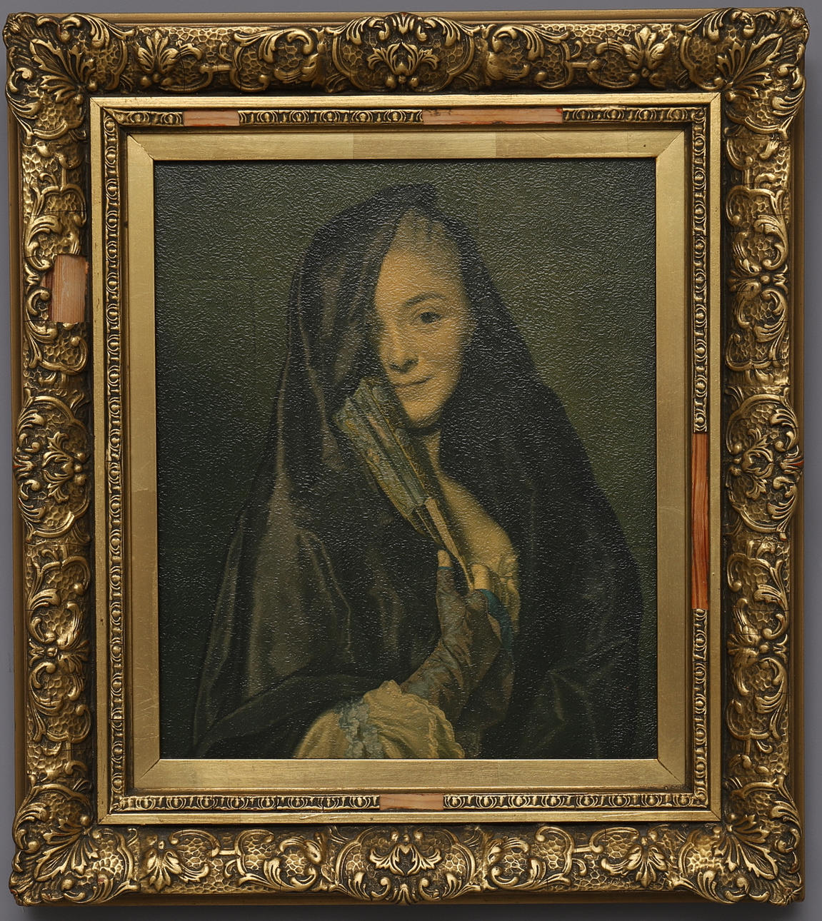 DAMEN MED SLÖJA, tryck,kopia.