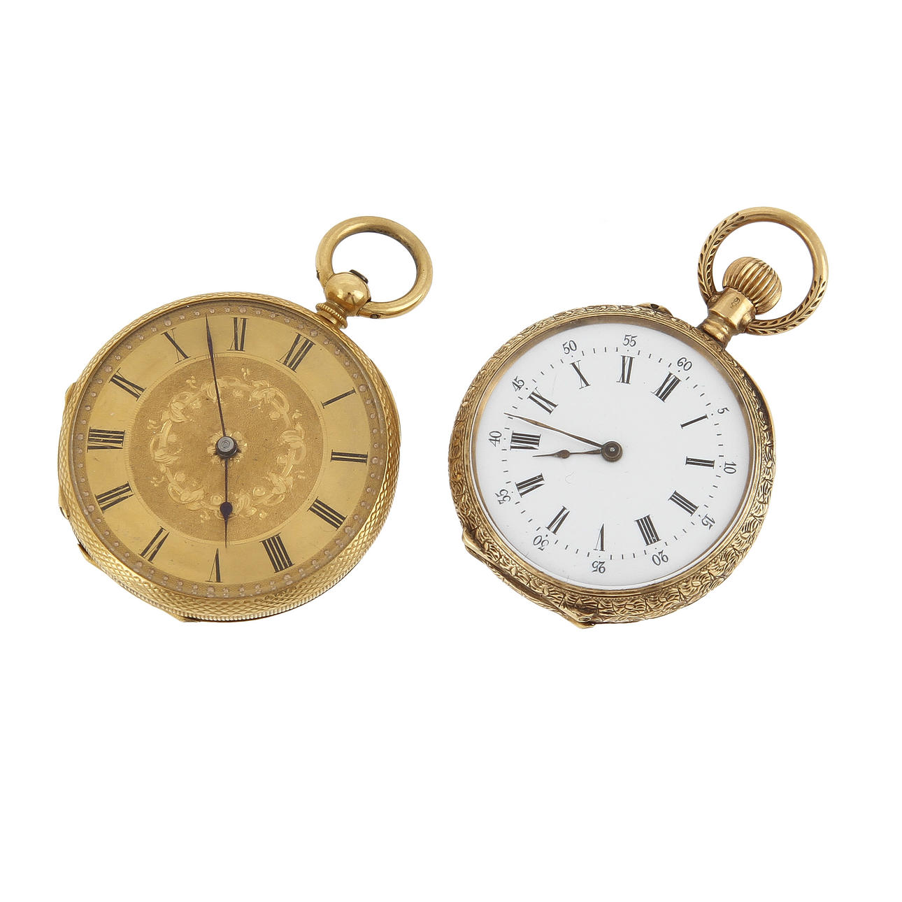 FICKUR, 2 st, 14 resp 18k guld.