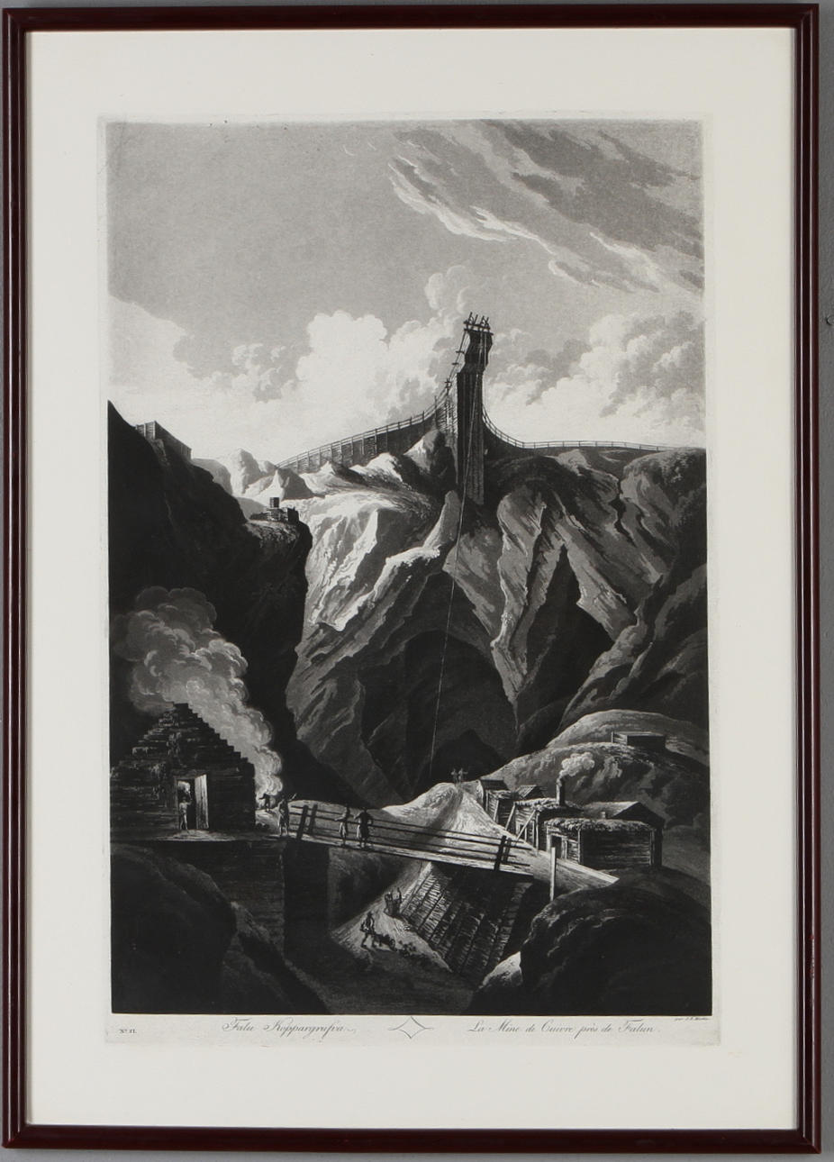 JOHAN FREDRIK MARTIN. "Falu Koppargrufva", akvatint, 1800-talets början.