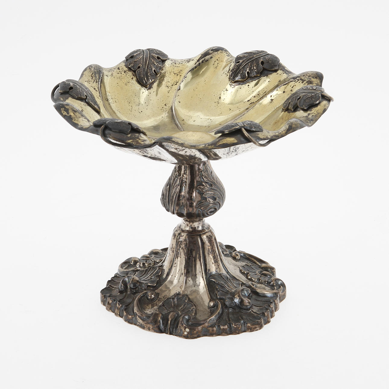 SKÅL PÅ FOT, silver, 1854, otydl stämplar. Vikt 410 gram.