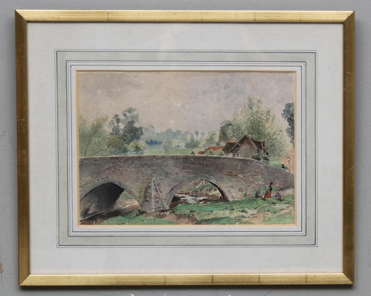 HENRY JAMES SAGE. TILLSKRIVEN. Akvarell, Bro på landsbygden, signerad H.J Sage.