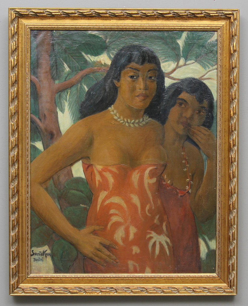 SVANTE KEDE. "Hövdingdöttrar på Tahiti" olja på duk, signerad.