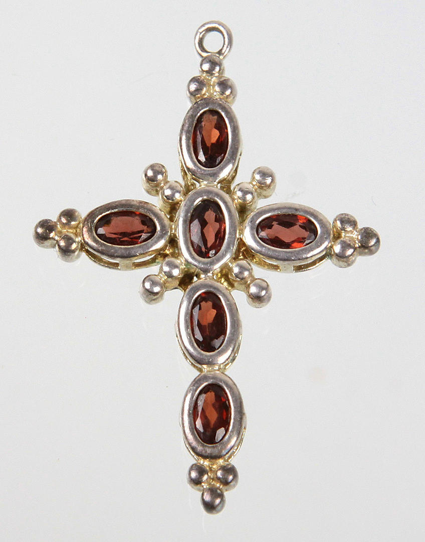 GRANAT KREUZ ANHÄNGER.