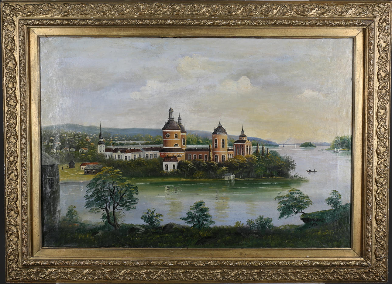 OIDENTIFIERAD KONSTNÄR. Gripsholms slott, Mariefred. Olja på duk.